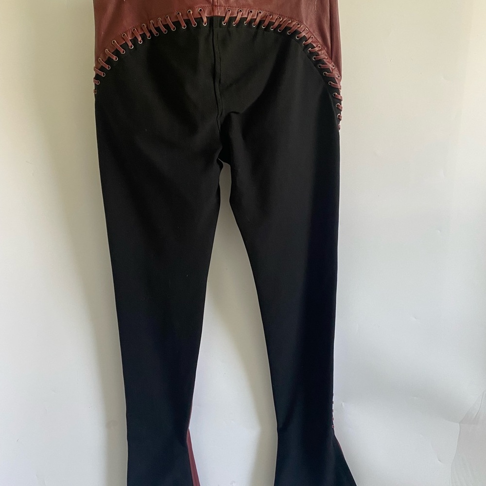Roberto Cavalli Oxblood Leather And Jersey Trousers - Picture 6 of 8